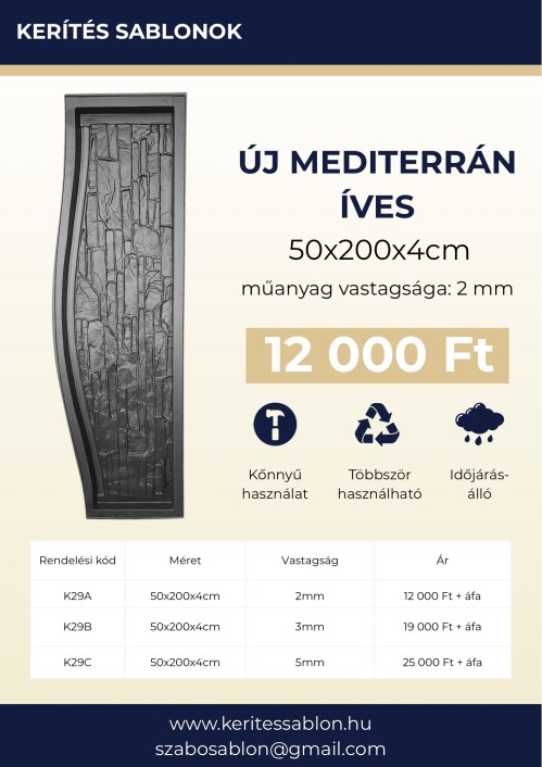 Új mediterrán íves - adatlap